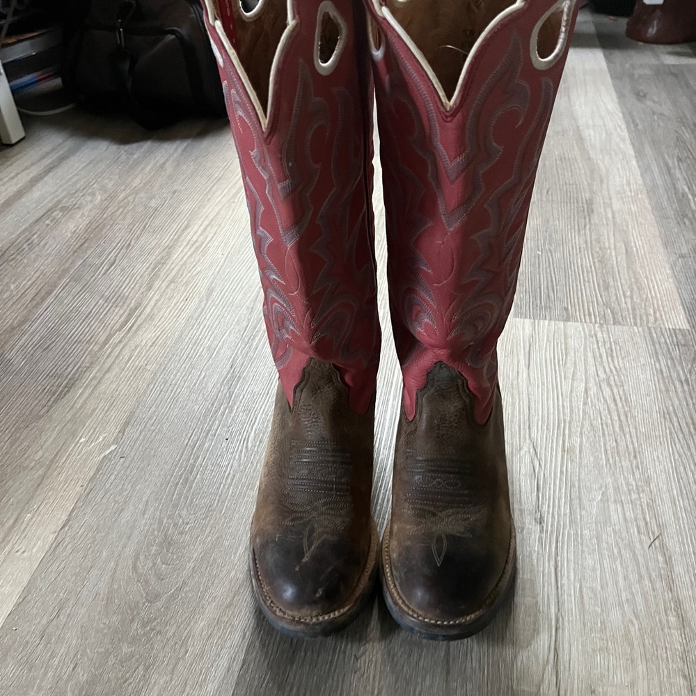 Pink & Brown Vintage Buckaroo Tony Lama Boots